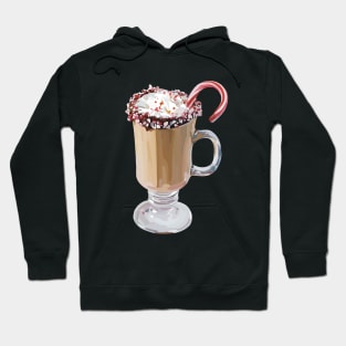 Nice cup of hot coco with cream and a candy cane stick Hoodie